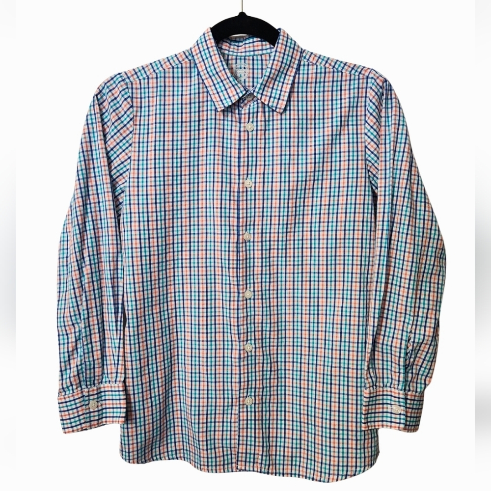 Kids Wonder Nation Multicolor Plaid Button-Down Shirt-size 12 Husky